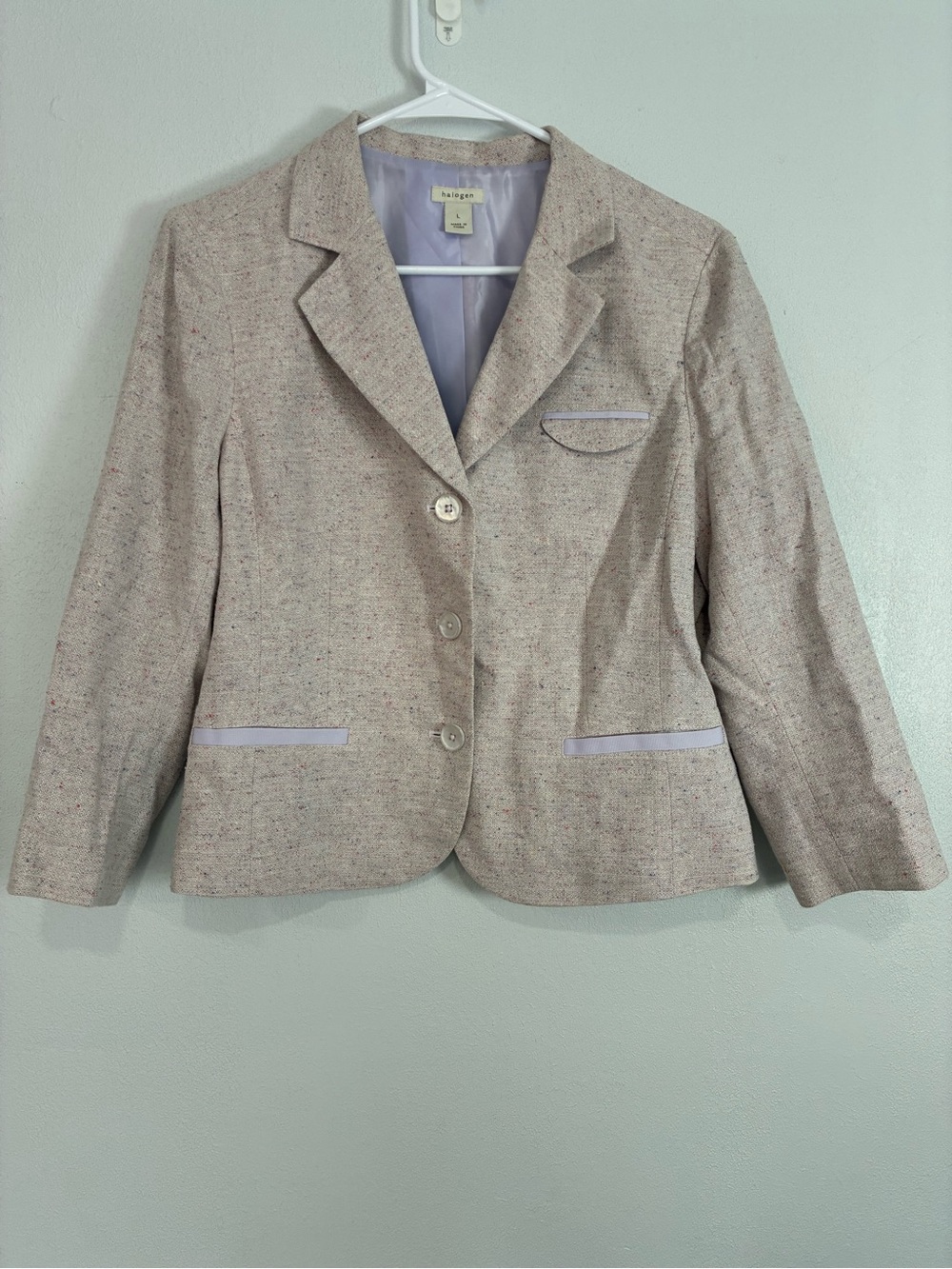 Halogen Cream Speckled Tweed Cropped Blazer